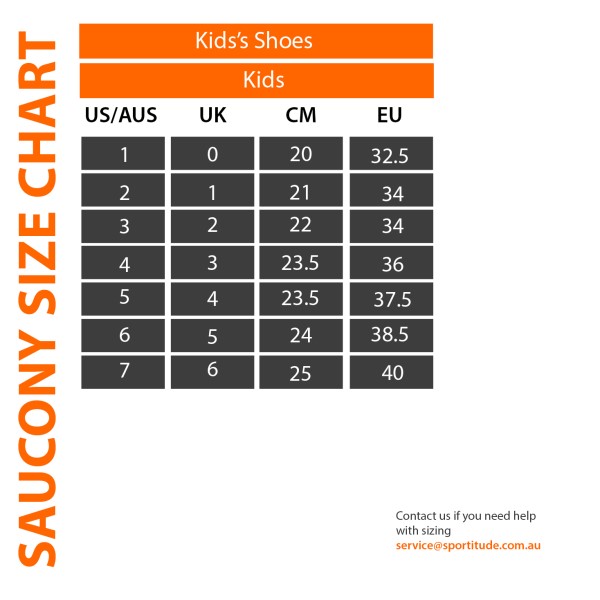 Saucony Kids Size Chart