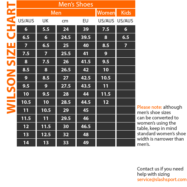 Wilson Racket Size Chart
